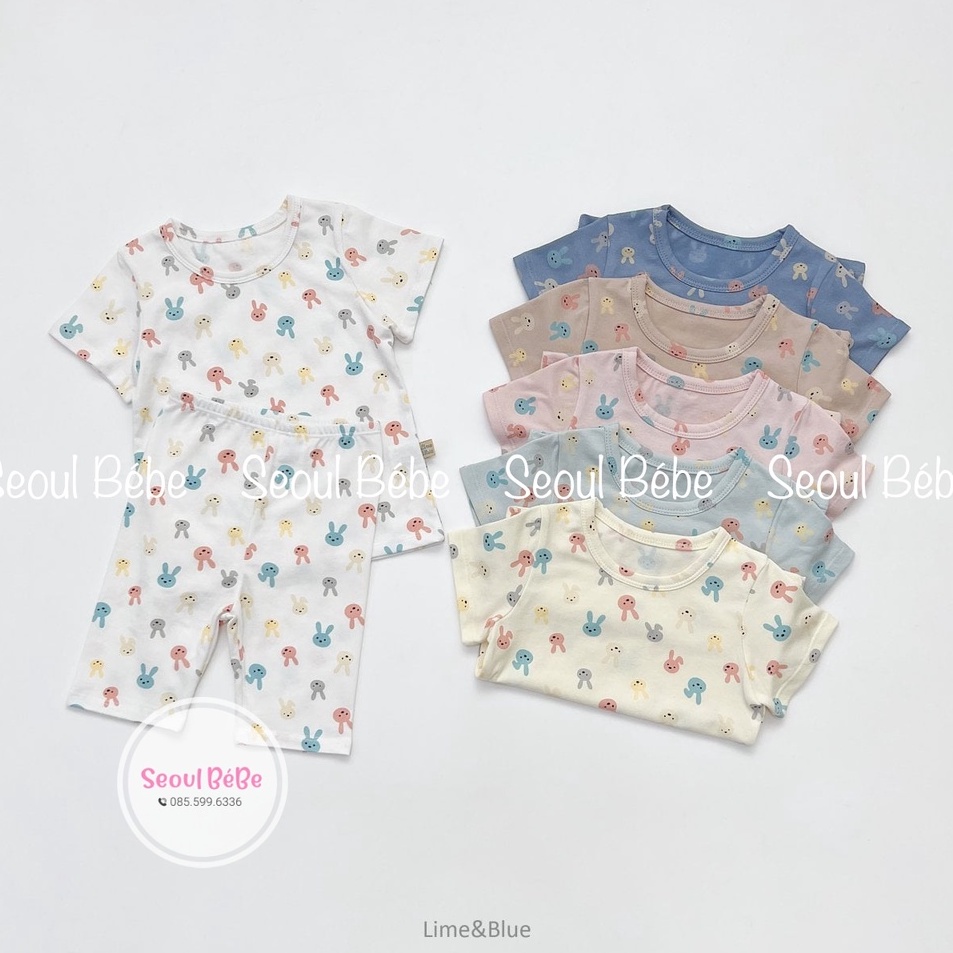 Bộ cộc thỏ bunny hãng Limeblue cho bé 6-19kg hè 2022