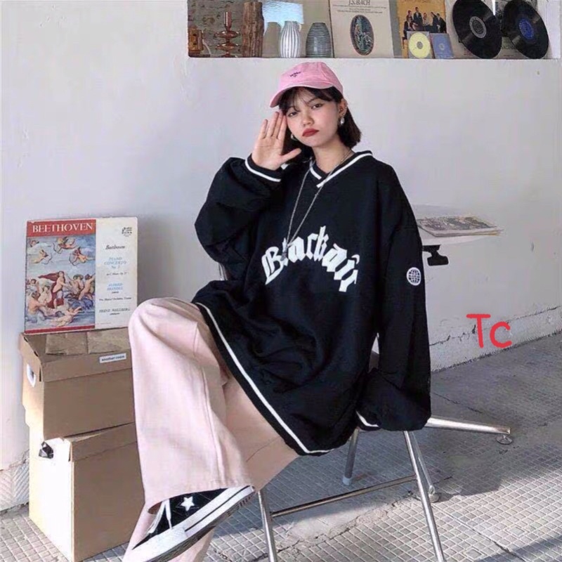 Áo SWEATER BLACK UNISEX Chất Nỉ Ngoại