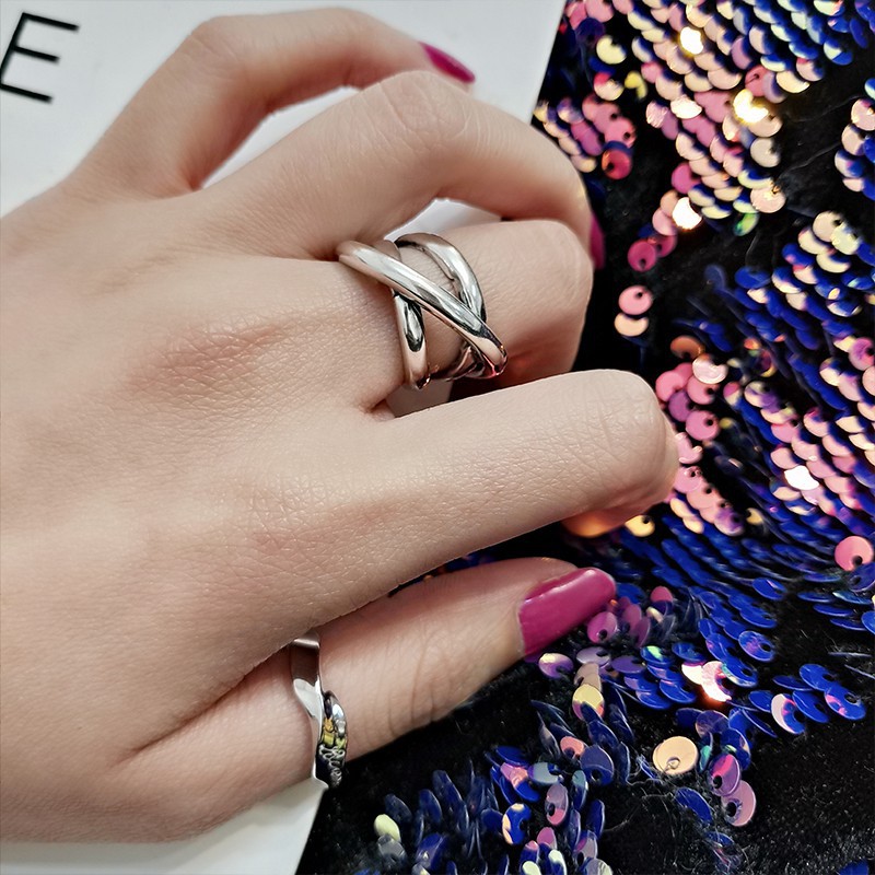 Nhẫn Thép Titan B758 Phong Cách Hàn Quốc Cho Nam Nữ