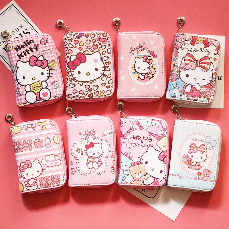 Ví Ngắn Nữ Cầm Tay Hello Kitty Màu Hồng Xinh Xắn Đựng Vừa Giấy Tờ Tùy Thân !