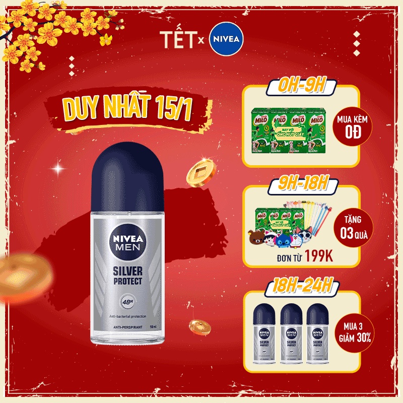 Lăn ngăn mùi Nivea Men phân tử bạc ngăn khuẩn gây mùi vượt trội 50ml 83778