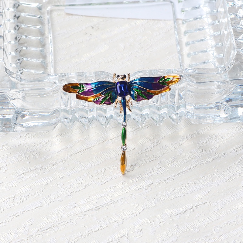 Trâm Cài Áo Hình Chuồn Chuồn Đính Đá Pha Lê Xanh Lam Nhiều Màu Thời Trang Cao Cấp