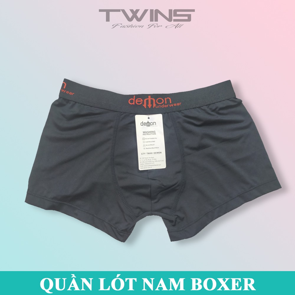 Quần lót nam boxer đùi cao cấp cotton Demon chính hãng lưng to bền đẹp, thoáng mát, thấm hút mồ hôi, co giãn thoải mái