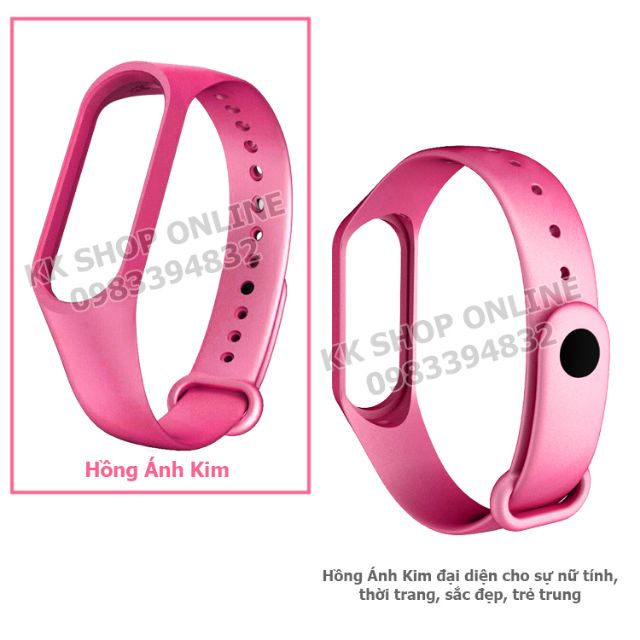 Dây đeo miband cao su ánh kim loại cho Xiaomi Miband 3 và Xiaomi Miband 4 Metallic Color Collection