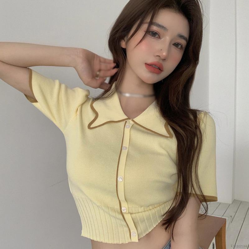 Áo Cardigan Croptop Dệt Kim Mỏng Tay Ngắn Dáng Ôm Thời Trang Dành Cho Nữ