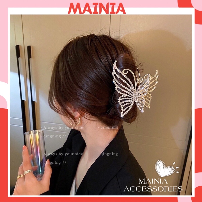 [ Đẹp Xuất Sắc] Kẹp Tóc Càng Cua Kim Loại  Butterfly Đính Đá Hàn Quốc Siêu Đẹp Siêu Sang Chảnh Cao Cấp Mainia Shop