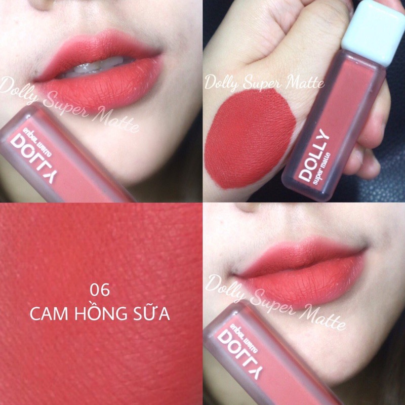 06.Màu Cam Hồng Sữa.son DOLLY SUPER MATTE hot trend 2021 cao cấp không chì màu cam hồng sữa