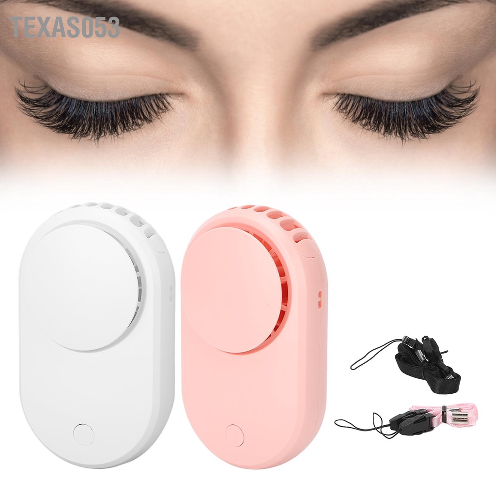 Quạt thổi khô mi mini cầm tay tiện dụng có dây đeo