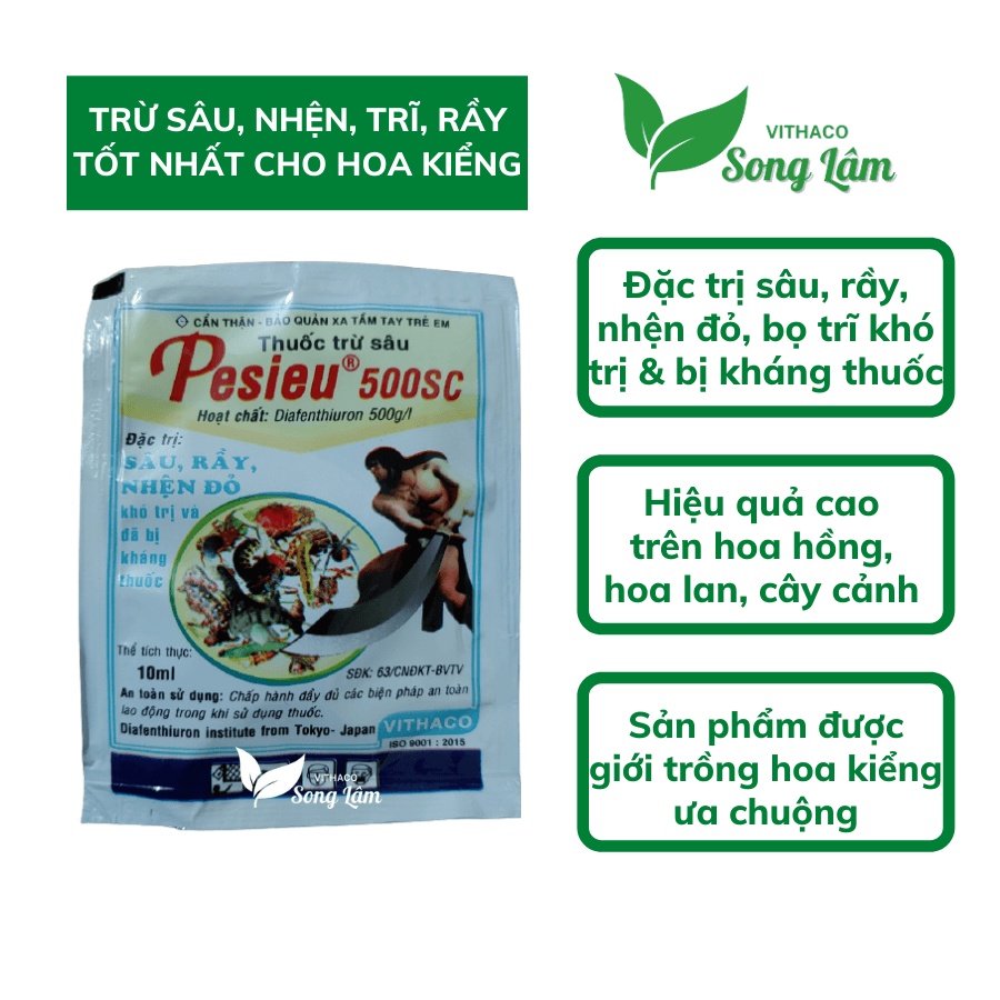 Chế phẩm trừ bọ trĩ, nhện đỏ, rầy rệp cho hoa hồng, hoa phong lan, cây cảnh, rau màu [gói 10ml]
