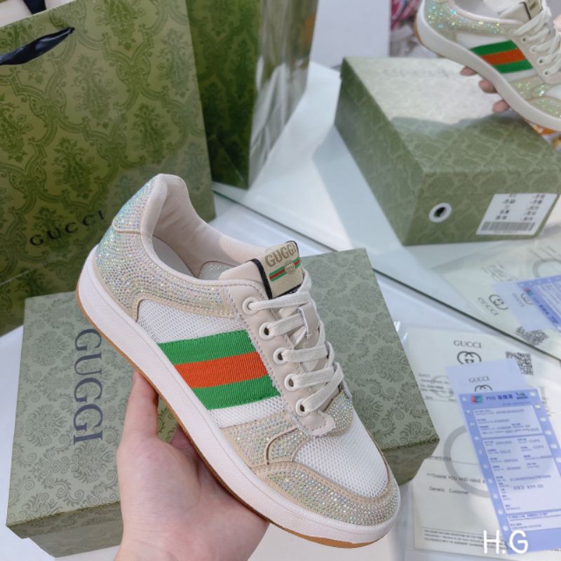 H(ẢNH THẬT) Giày Thể Thao Đính Đá Pha Lưới Thoáng Chân Siêu Cấp Đế Xịn Fullbox Bill Túi