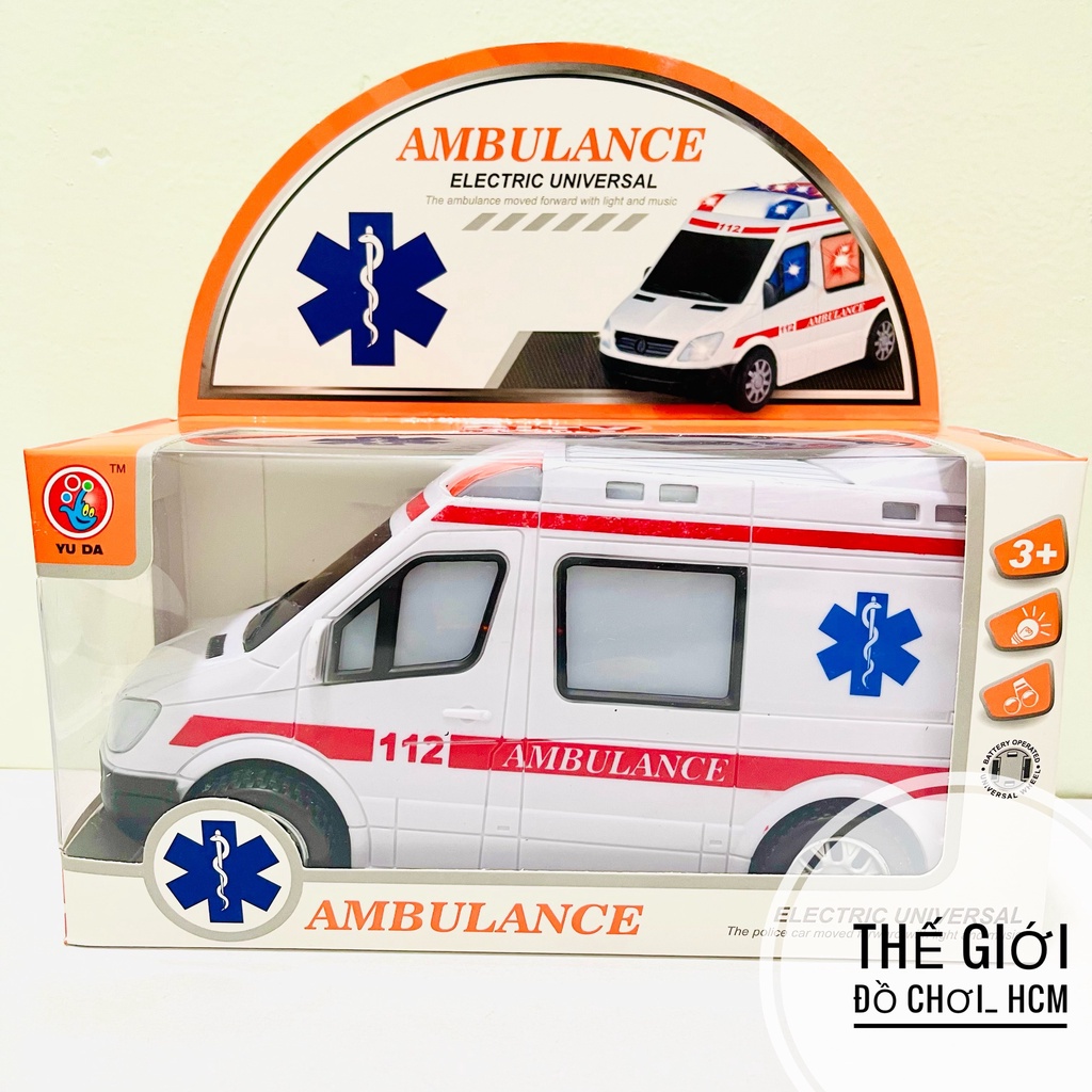 [Đèn nhạc, xe tự lái] Hộp đồ chơi xe cứu thương cấp cứu dành cho bé, thích làm bác sĩ