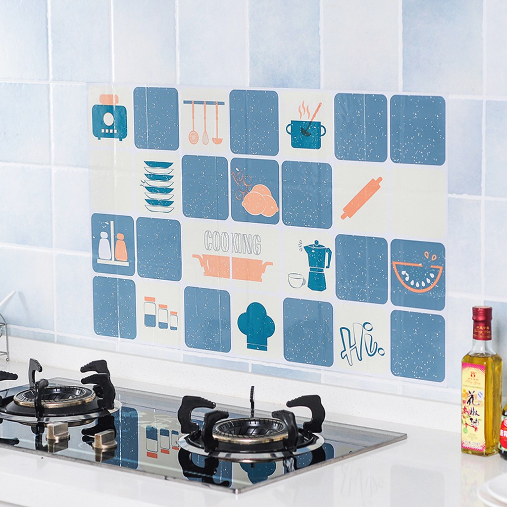 Giấy dán tường nhà bếp, miếng dán bếp chống bắn dầu mỡ, chịu nhiệt cao