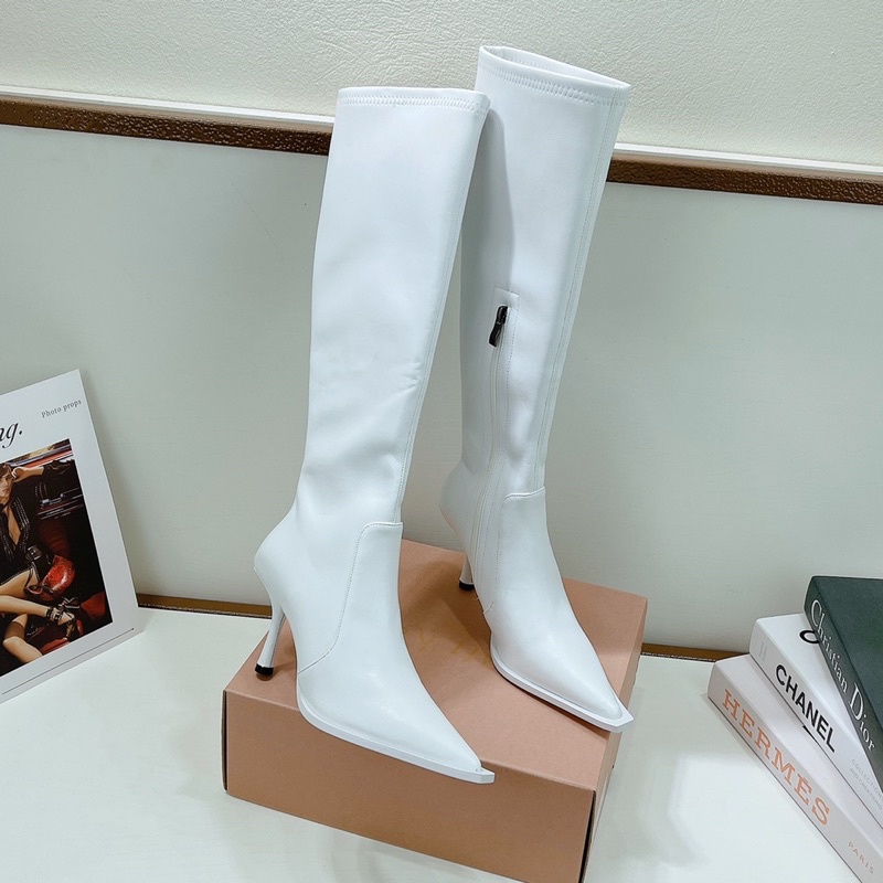 Bốt boot đùi lửng mũi nhọn gót nhọn khoá hông basic fullbox hàng quảng châu cao cấp