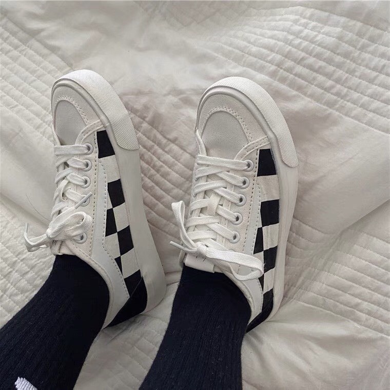 [HÀNG ORDER] Giày Vải Dây Buộc Kẻ Caro Xanh Trắng Siêu HOT | BigBuy360 - bigbuy360.vn