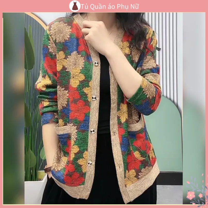 Áo Khoác Cardigan Dệt kim Tay Dài Kiểu Mới Cho Phụ Nữ Trung Niên 40-55 Tuổi