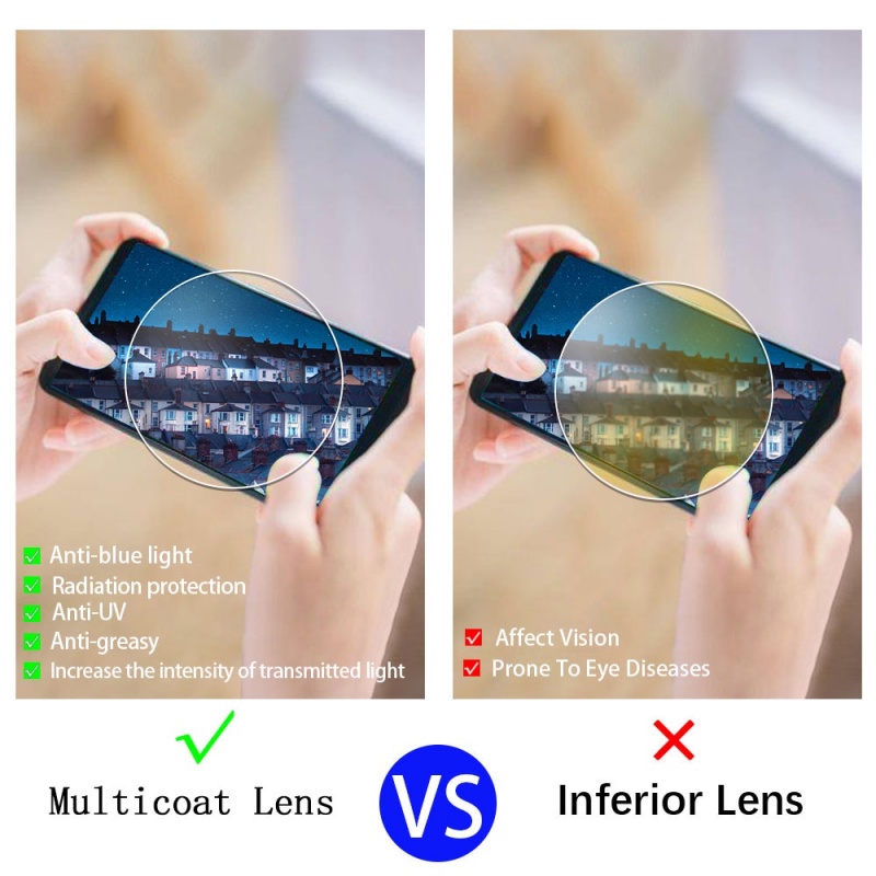Kính cận Viendo 0~ -6.0 độ (cắt theo yêu cầu) gọng tròn đồi màu chống tia UV và tia xanh