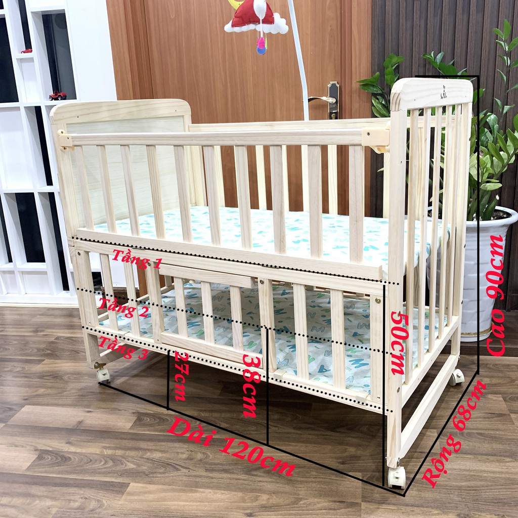 NÔI CŨI GỖ, GIƯỜNG CŨI CHO BÉ S198 - Size Lớn