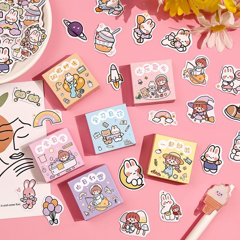 Hộp 50 hình sticker dán cute