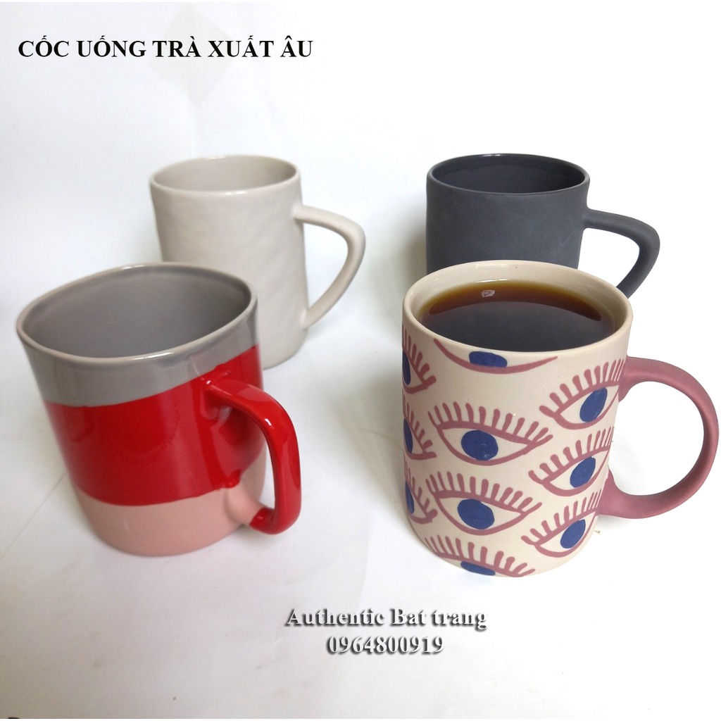 "ĐỘC ĐÁO" CỐC UỐNG TRÀ, CÀ PHÊ PHONG CÁCH CHÂU ÂU- SIÊU ĐẸP & SANG TRỌNG. Gốm sứ Authentic Bat trang chuyên cốc xuất Âu