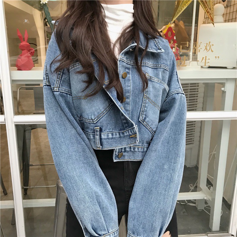 Áo khoác nữ jean lửng croptop có túi sành điệu - NỮ 16 [FREE SHIP]