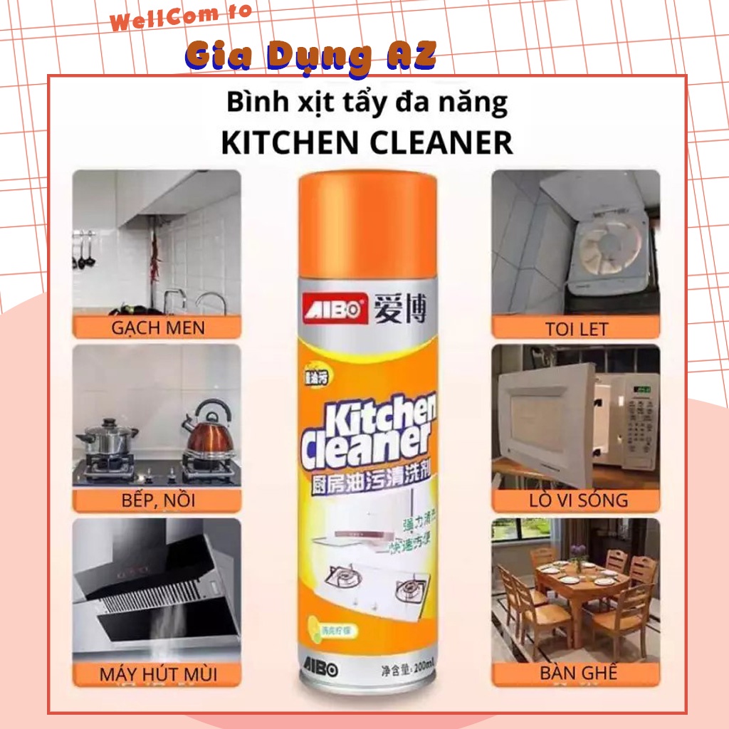 Bình xịt vệ sinh bếp bọt tuyết bình tẩy rửa đa năng siêu sạch Kitchen Clear dung tích 500ml - chai vàng cực mạnh PVN1746