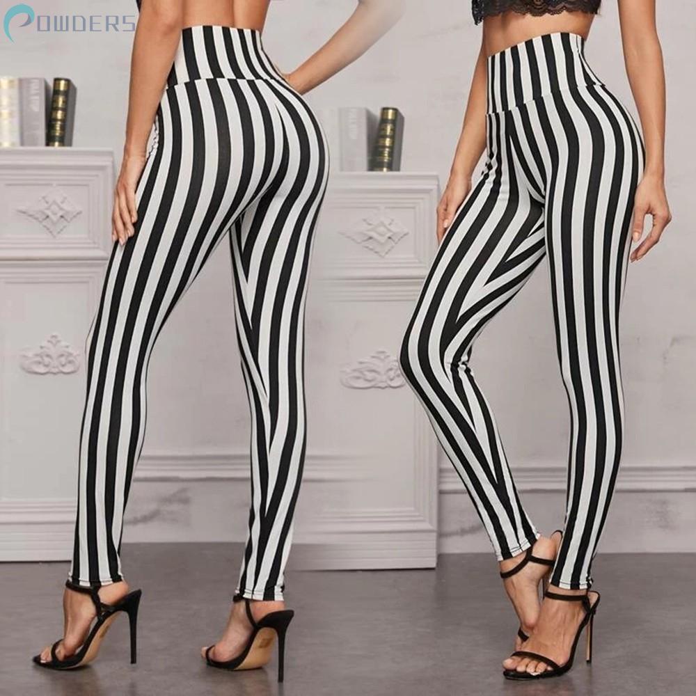 Quần Legging Thể Thao Lưng Cao Hoạ Tiết Kẻ Sọc Nhiều Màu Sắc