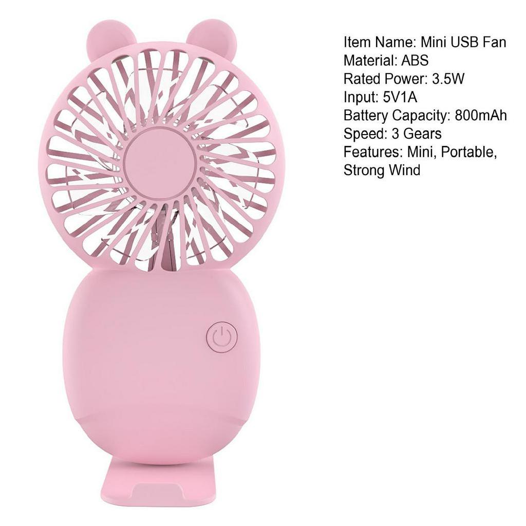 Quạt USB Mini Cầm Tay Với Giá Đỡ Điện Thoại 3 Tốc Độ Tiếng Ồn Thấp Tùy Chỉnh Nhỏ Gọn Tiện Dụng