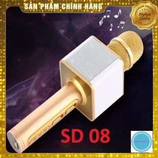 ⚡freeship 50k mic hát karaoke sd08 kèm loa bluetooth âm thanh to trầm ấm