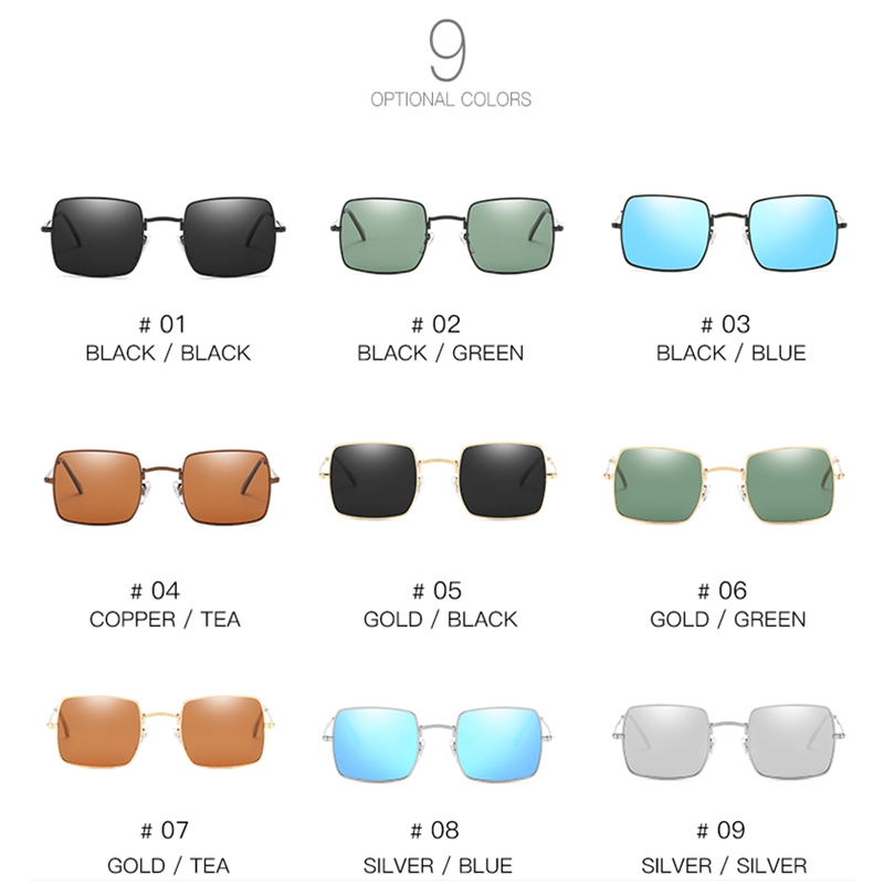 Kính mát gọng vuông tròng phân cực phong cách Châu Âu cho nam giới