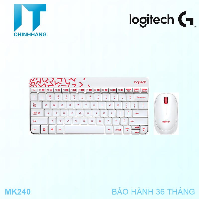 Combo Bàn Phím & Chuột Không Dây Logitech MK240 - Hàng Chính Hãng