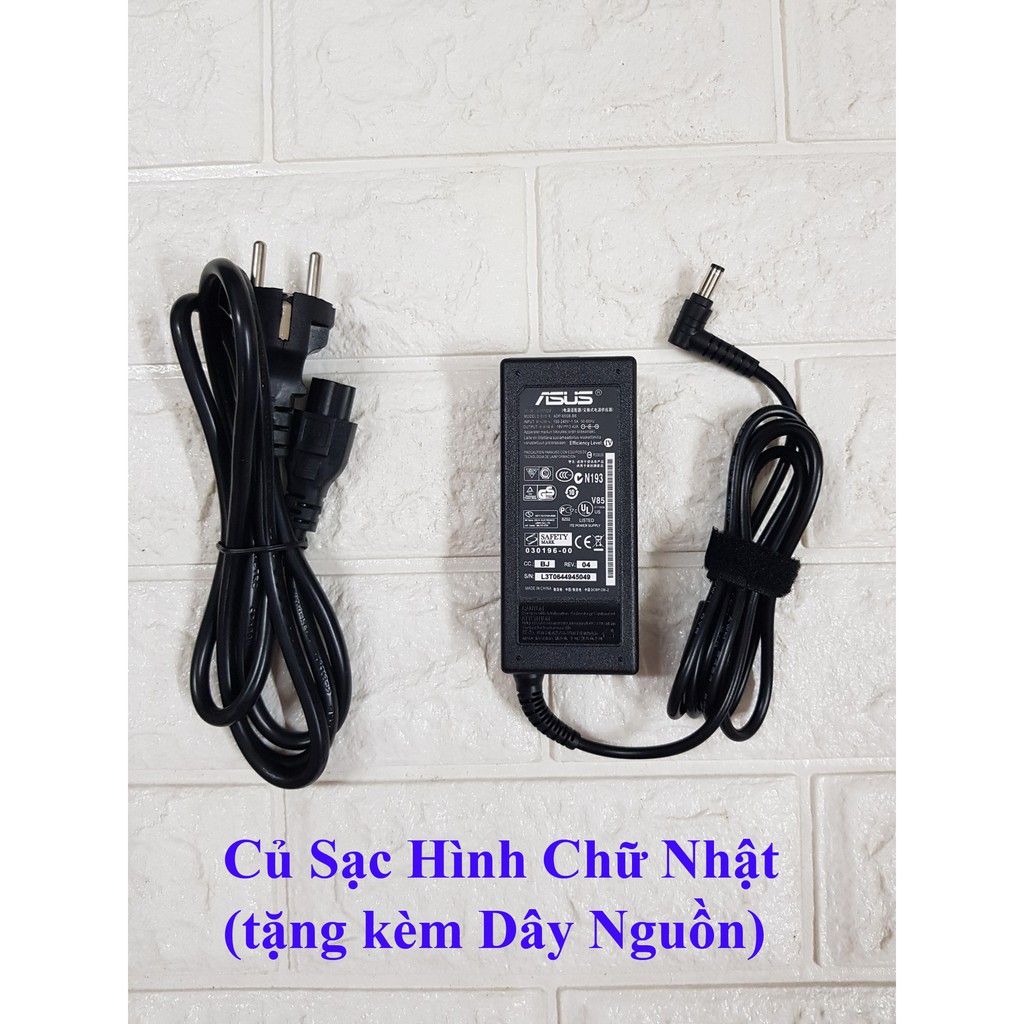 Sạc laptop Asus 19V-3.42A - Chân thường Củ Vuông - ZIN - củ Hình Chữ Nhật - hàng mới