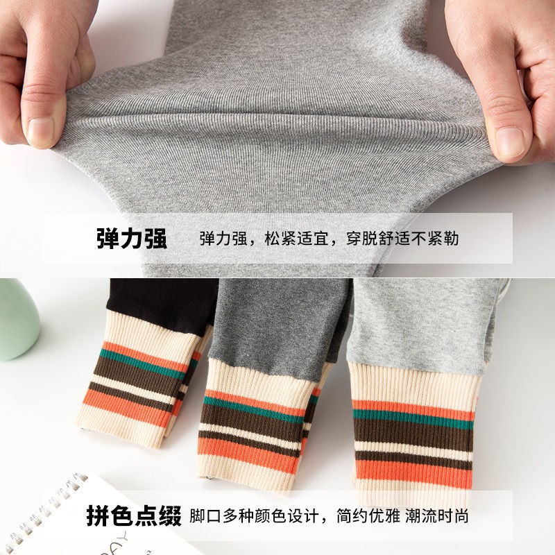 ❤Quần Legging Dài Lót Lông Cừu Dày Dặn Họa Tiết Kẻ Sọc Thời Trang Xuân Thu Cho Bé Gái