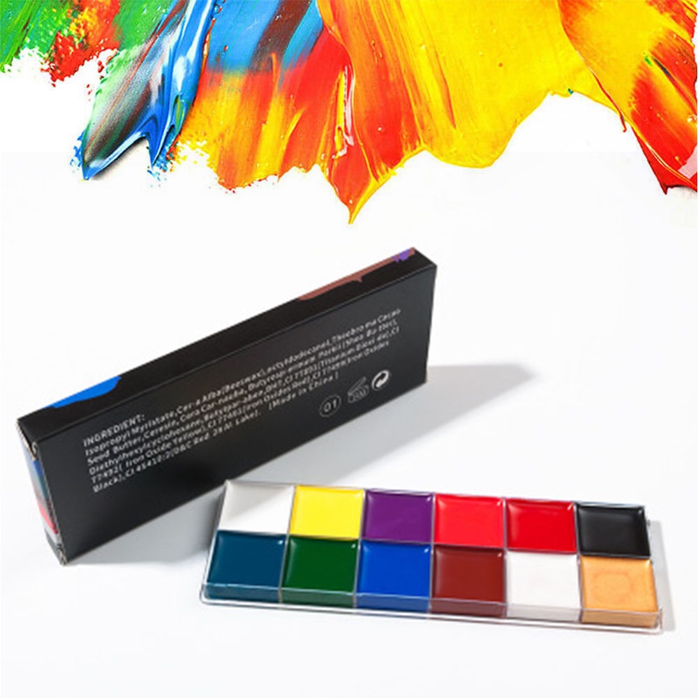Face Body Paint Pigment Oil Painting 12 Colors Make Up Tools for Halloween Party Cosplay Makeup