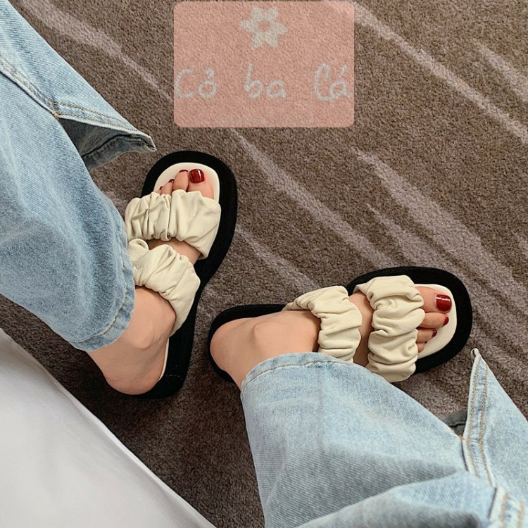 DÉP NỮ COBALA SHOES - DÉP THỜI TRANG XUỒNG QUAI NGANG NHÚM BÈO NHĂN ĐẾ BẰNG HIỆN ĐẠI D22040300 D22031000