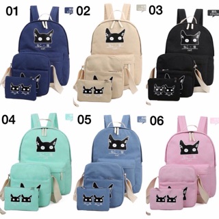 Set balo mèo Nhật (balo+túi chéo+hộp bút)