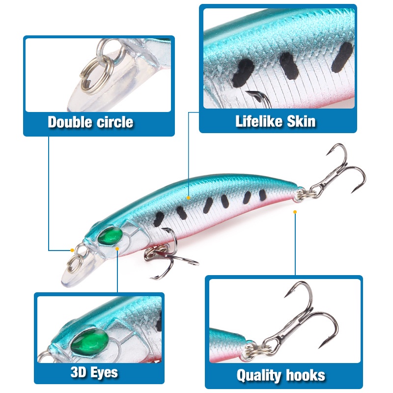 Mồi Câu Cá Giả Bằng Nhựa Cứng 7cm 4g