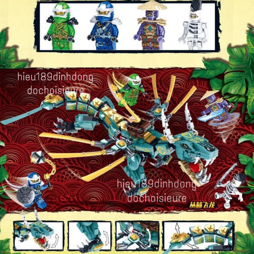 Lắp ráp xếp hình non Ninjago 71746 76081 : Rồng thần Jungle của Lloyd 500 mảnh
