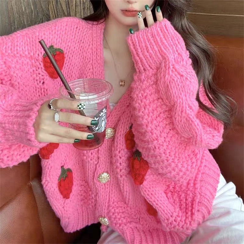 Áo Khoác Len Dáng Rộng Thiết Kế Mới Ngọt Ngào Thời Trang Mùa Thu Đông Theo Phong