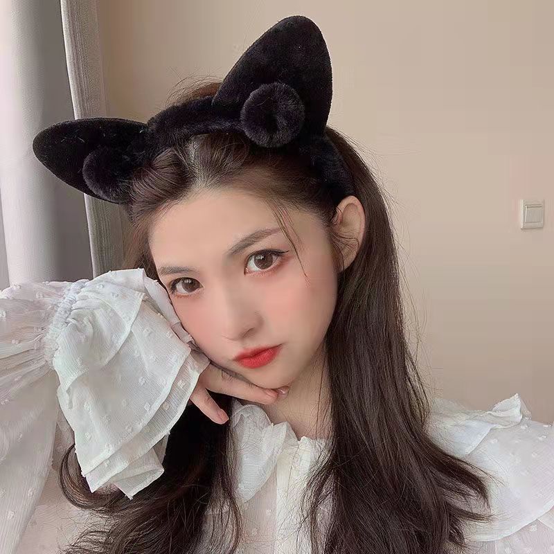 Bờm cài tóc tai mèo cục bông phong cách hàn quốc xinh