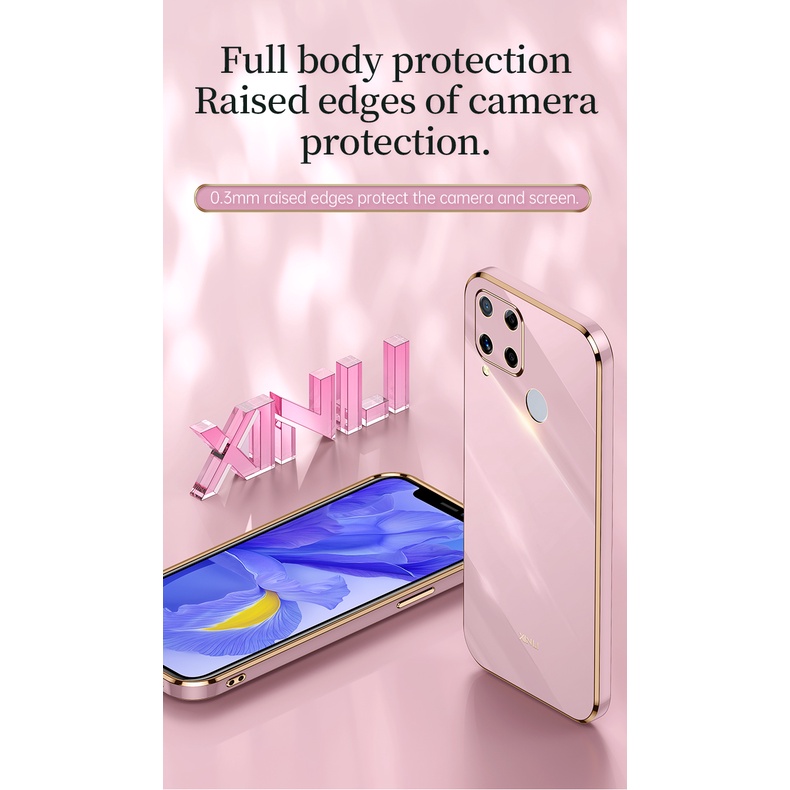 Ốp điện thoại silicone mềm chống sốc 6D sang trọng cho Realme C35 C21y C25y C25 C25s C11 2021 C15 C12 C21 C20 Narzo 50a Prime 30A TPU lưng viền vuông trọng dành