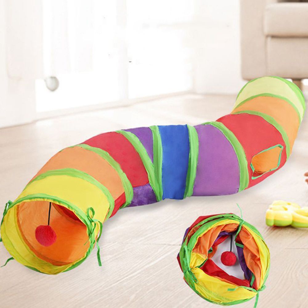 Đồ chơi ống chui huấn luyện tương tác với mèo hình chữ S nhiều màu