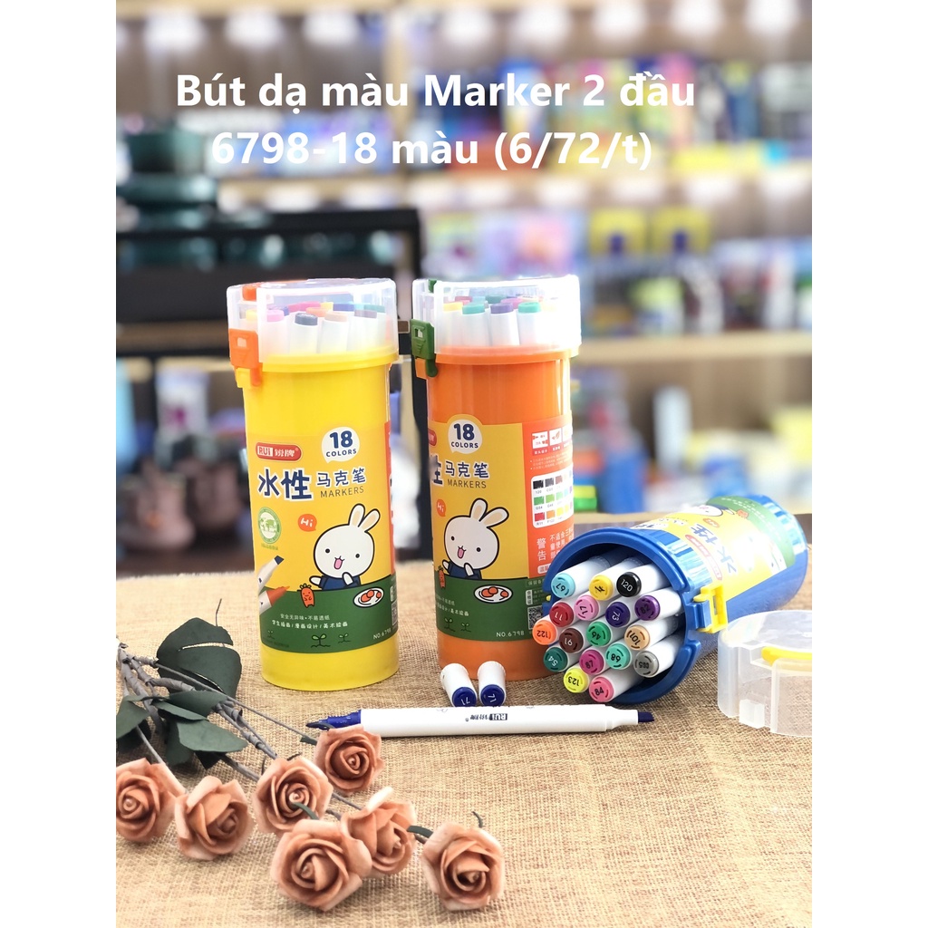 Bút dạ màu Marker 2 đầu 6798 RUI - màu sắc tươi sáng - sỉ/lẻ vpp Diệp Lạc