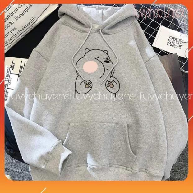 Hoodie nữ TUVYSHOP Áo hoodie gấu má phính nỉ cotton trần bông dày ấm nhiều màu