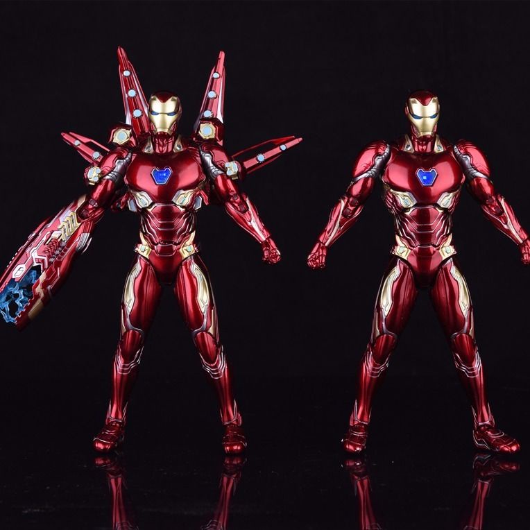 ☂∈SHF Iron Man Toy Hulk Búp bê siêu hành động MK50 Bàn tay dạ quang MK85 Mô hình người nhện