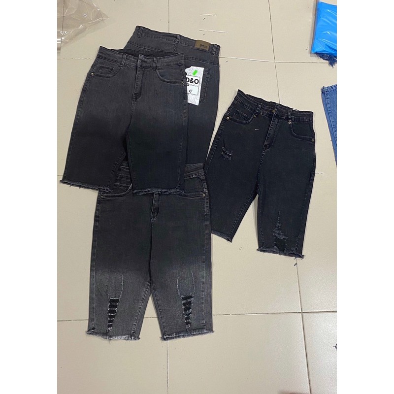 (Bigsize 32-36) Quần Ngố Jean Bigsize, Quần Lửng Lưng Cao Trên Rốn, Co Giãn Mạnh