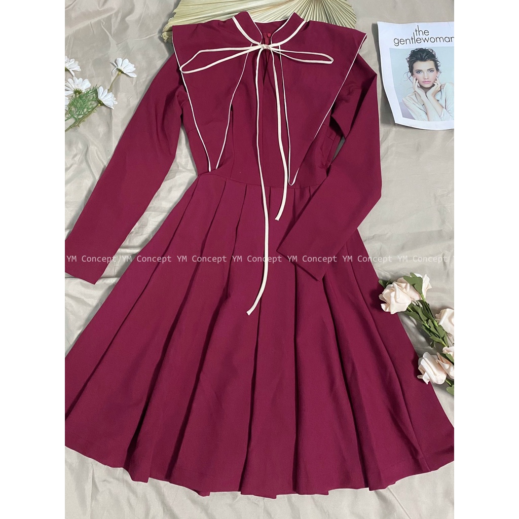 Đầm Tiểu Thư Cổ Trụ Cột Nơ Xinh Xắn - D0468