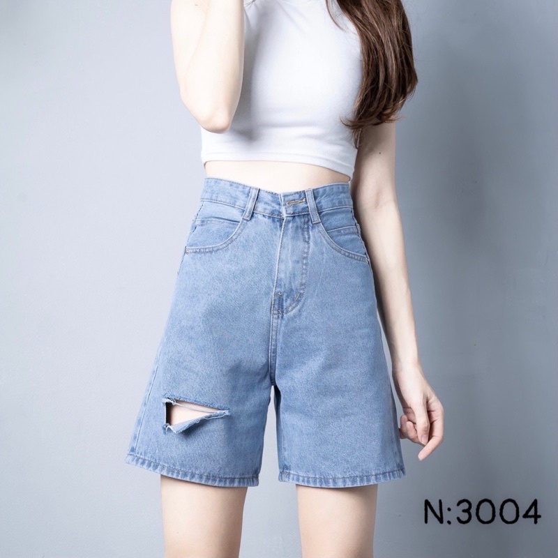 QUẦN SHORT JEANS NGỐ BIGSIZE VNXK✈️FREESHIP Quần Sọc Nữ Ngố Rách Nhẹ Bigsize Ms 47