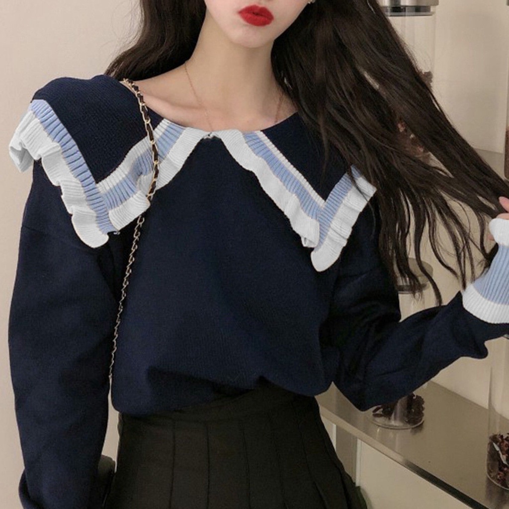 Áo len tay dài cổ thủy thủ thời trang dành cho nữ