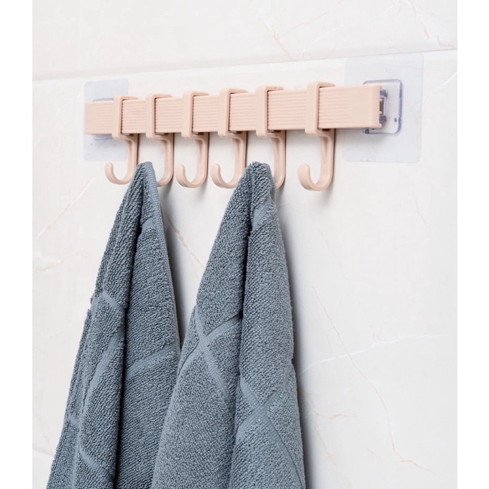Thanh 6 Móc Treo Dán Tường Treo Quần Áo, Dụng Cụ Bếp, Toilet Siêu Tiện Dụng