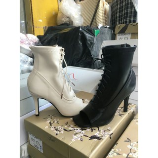 boot hở mũi gót nhọn chất da